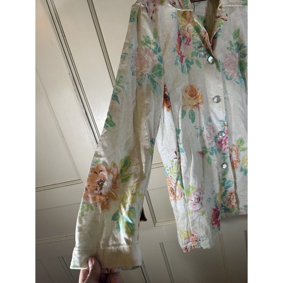 J Jill Women’s Floral Linen Blend Button Up Jacket Long Sleeve Size Large - Picture 3 of 11